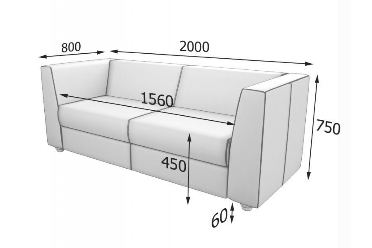 диван для 4 человек размер