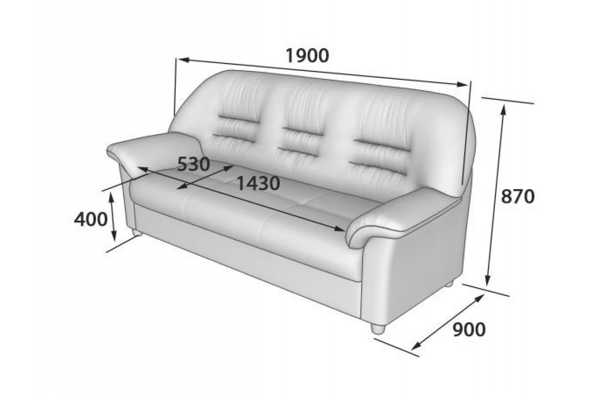 Диван премьер 3-х местный 1900х800х700