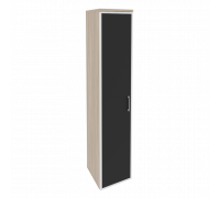 Шкаф высокий узкий левый (1 высокий фасад стекло лакобель в раме) O.SU-1.10R(L) white/black