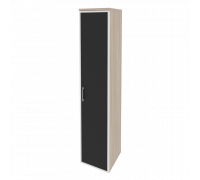 Шкаф высокий узкий правый (1 высокий фасад стекло лакобель в раме) O.SU-1.10R(R) white/black