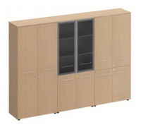 Шкаф комбинированный высокий МЕ 377 (закрытый + стекло + одежда)