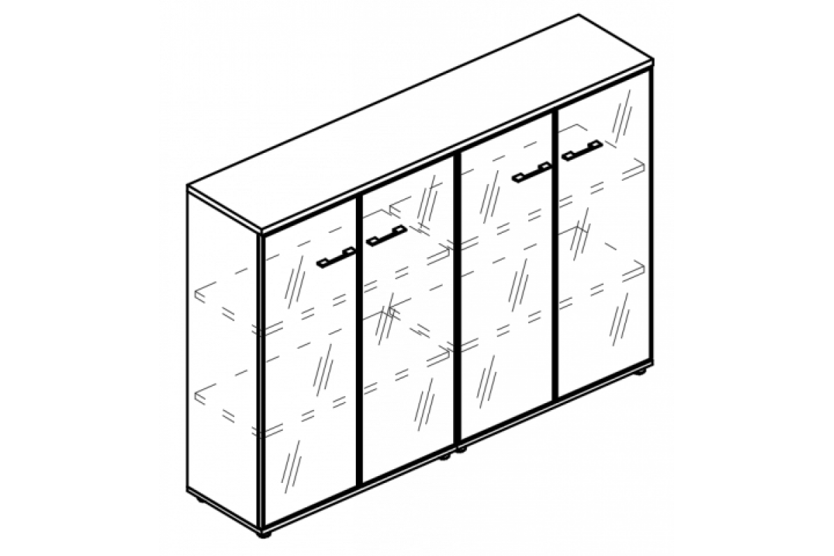 Шкаф средний двери стекло в рамке (топ ДСП) МР 9493 Alta