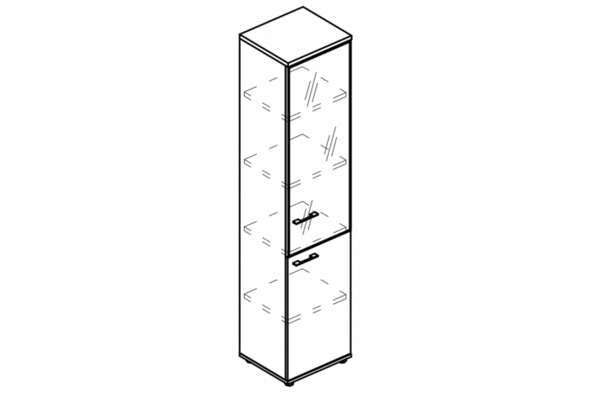 Шкаф узкий стеклянные дери в рамке правый (топ ДСП) МР 9486 Alta