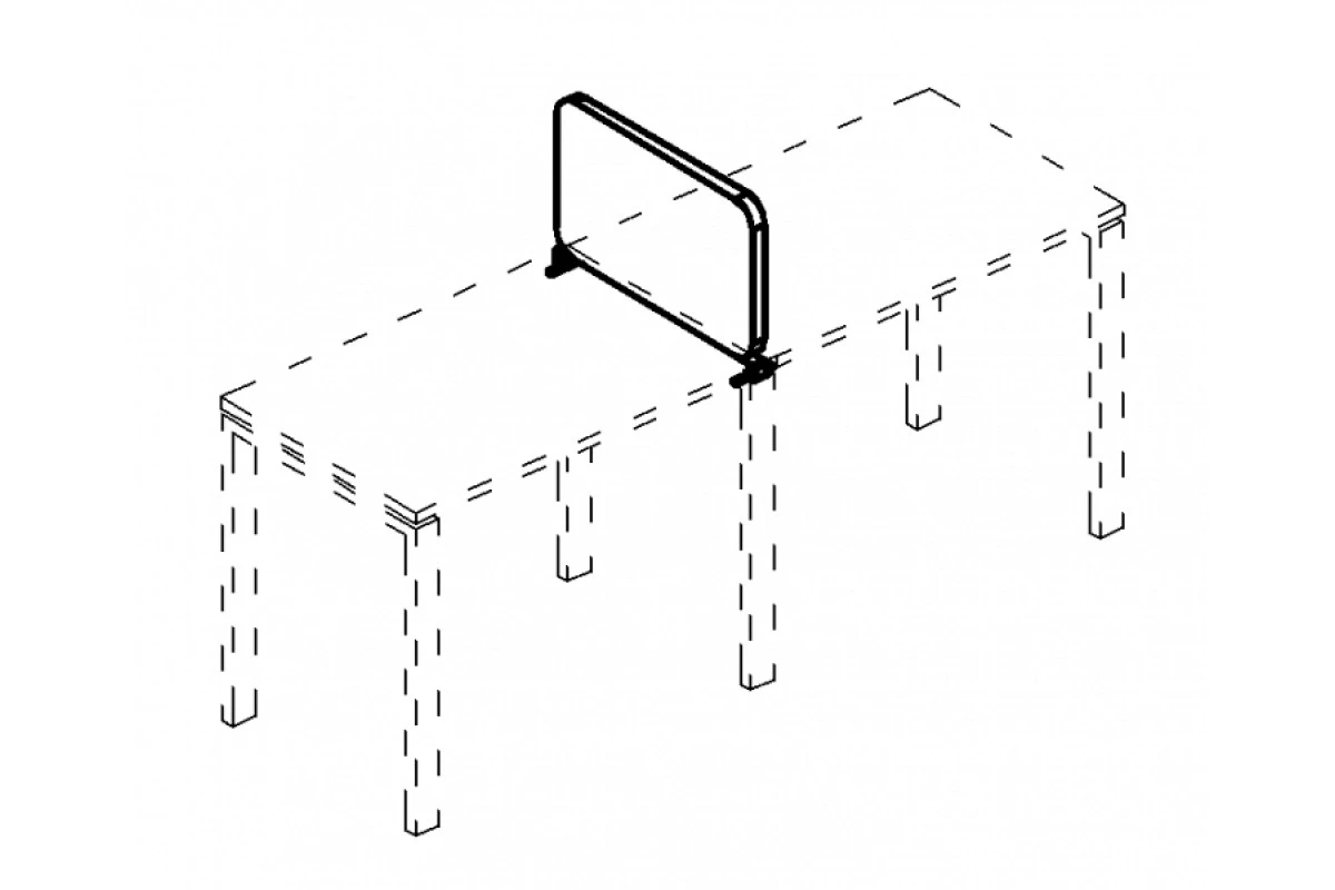 Экран настольный промежуточный тканевый с мягким наполнителем с кронштейнами А4 Б 873 С