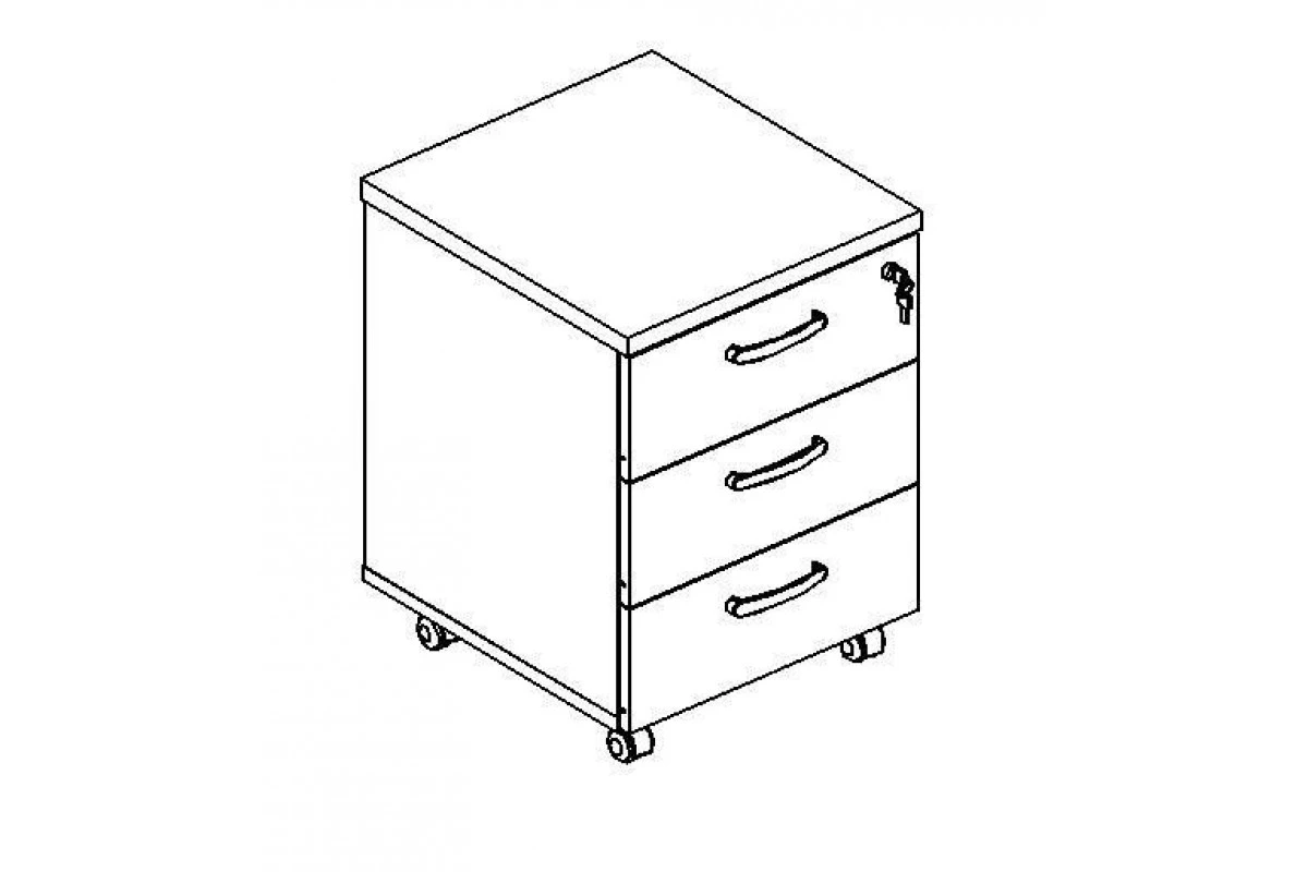 Тумба выкатная 3-ящичная с замком А4 204 БП