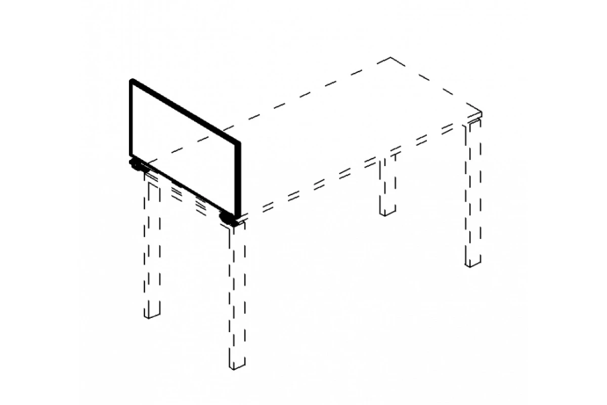 Экран настольный боковой/промежуточный ДСП с кронштейнами А4 Б 851 БП