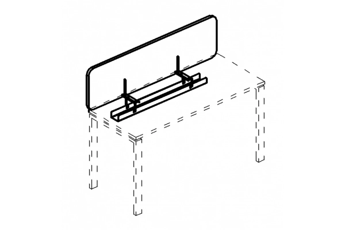 Экран настольный фронтальный тканевый с мягким наполнителем с кабель-каналом для стола 140 А4 Б 877 С