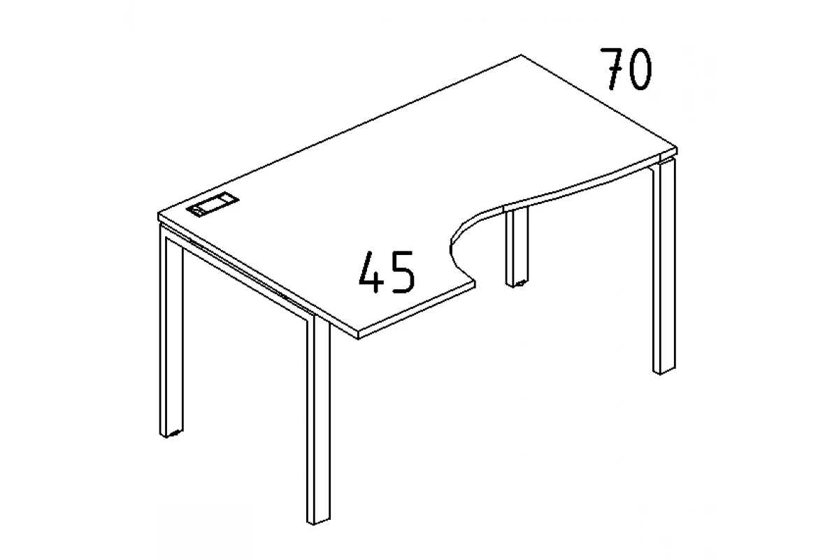 Стол эргономичный левый "Классика" на металлокаркасе UNO А4 Б1 045 БП