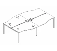 Рабочая станция со столами эргономичными "Техно" на металлокаркасе UNO (4х120) А4 Б1 189-2 БП