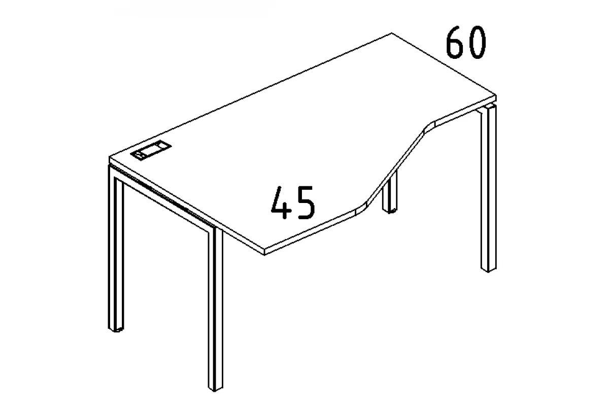 Стол эргономичный левый "Техно" на металлокаркасе DUE А4 Б2 051 БП