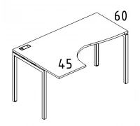 Стол эргономичный левый "Классика" на металлокаркасе DUE А4 Б2 031 БП