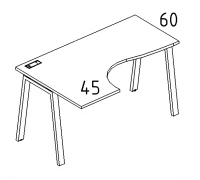 Стол эргономичный левый "Классика" на металлокаркасе TRE А4 Б3 033 БП