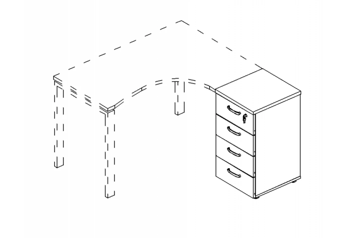 Тумба приставная 4-х ящичная с замком А4 9223 БП
