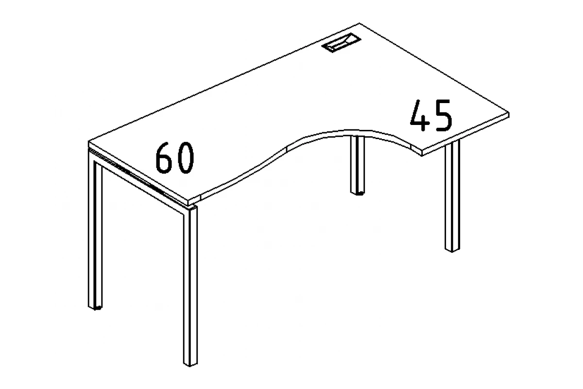 Стол эргономичный правый "Классика" на металлокаркасе DUE А4 Б2 036 БП