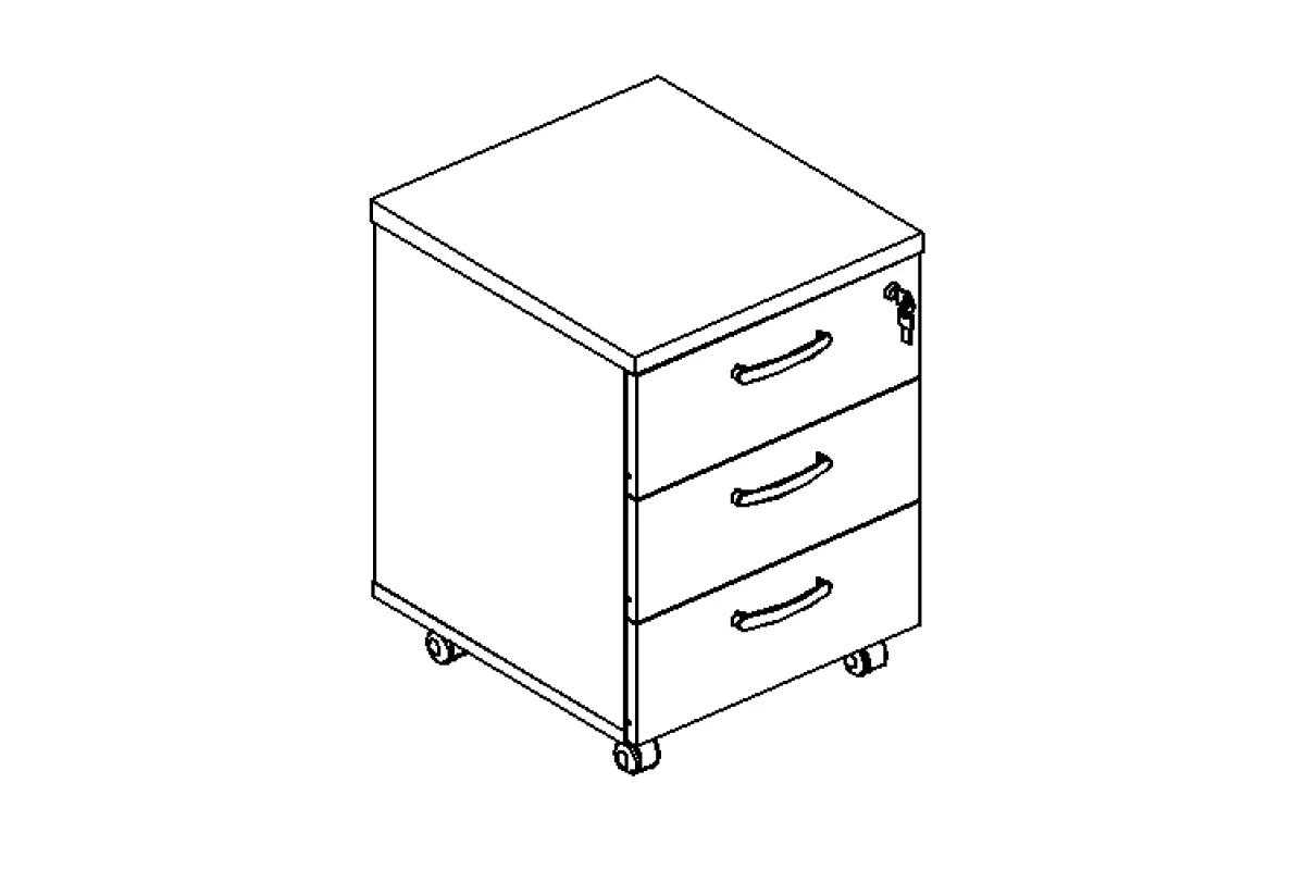 Тумба выкатная 3-ящичная с центральным замком А4 212 БП