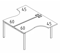 Рабочая станция со столами эргономичными "Классика" на металлокаркасе UNO (2х160) А4 Б1 182 БП