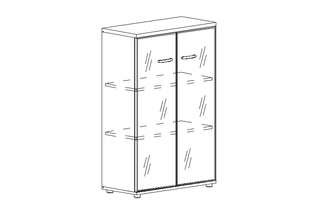 Шкаф средний со стеклом в алюминиевой рамке А4 9367 БП