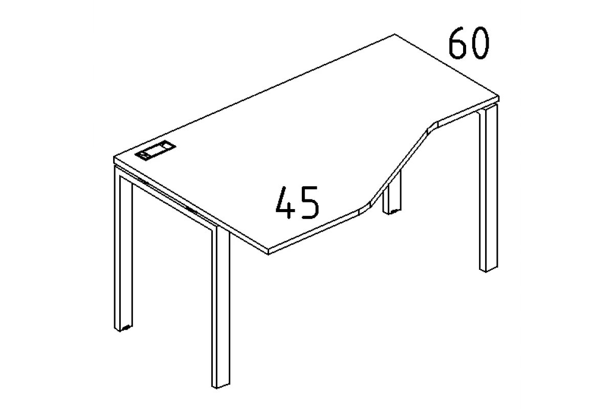 Стол эргономичный левый "Техно" на металлокаркасе UNO А4 Б1 055 БП