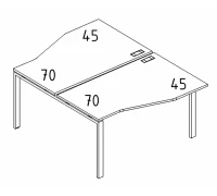 Рабочая станция со столами эргономичными "Техно" на металлокаркасе UNO (2х140) А4 Б1 190 БП