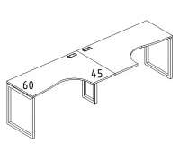 Рабочая станция со столами эргономичными "Классика" на металлокаркасе QUATTRO (2х120) А4 Б4 031-2 БП