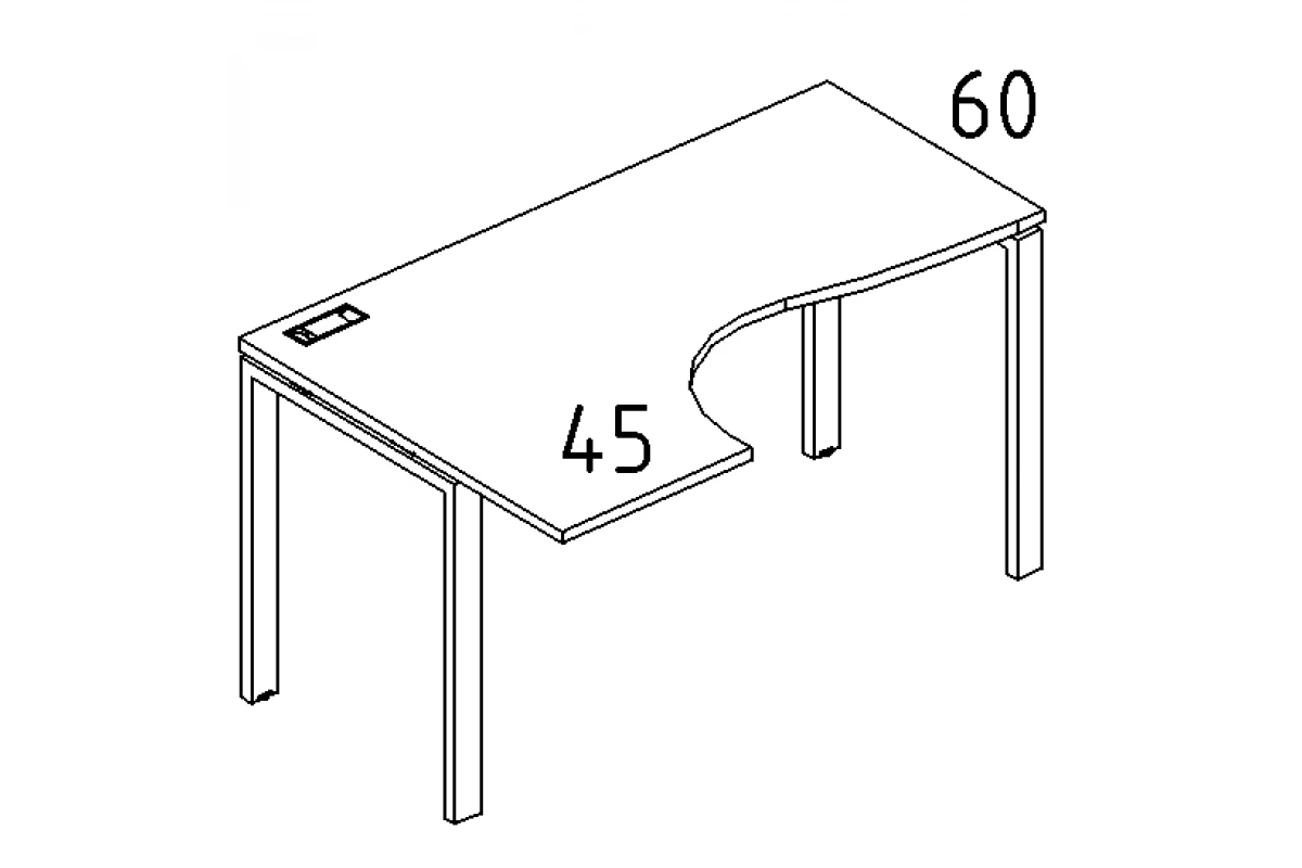 Стол эргономичный левый "Классика" на металлокаркасе UNO А4 Б1 031 БП