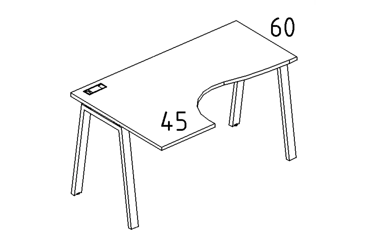 Стол эргономичный левый "Классика" на металлокаркасе TRE А4 Б3 035 БП
