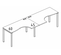 Рабочая станция со столами эргономичными "Классика" на металлокаркасе UNO (2х120) А4 Б1 031-2 БП