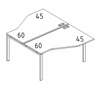 Рабочая станция со столами эргономичными "Техно" на металлокаркасе UNO (2х120) А4 Б1 186 БП