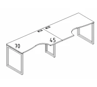 Рабочая станция со столами эргономичными "Классика" на металлокаркасе QUATTRO (2х140) А4 Б4 043-2 БП