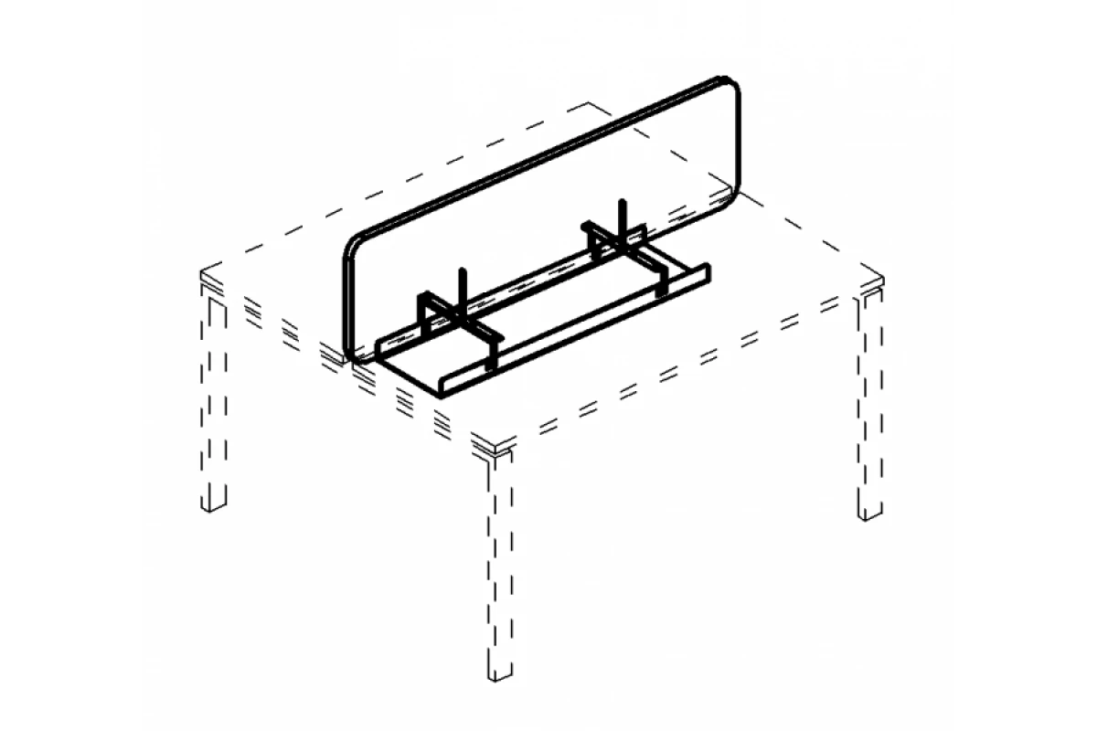 Экран настольный фронтальный тканевый с мягким наполнителем с широким кабель-каналом для стола 160 А4 Б 863 С