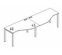 Рабочая станция со столами эргономичными "Техно" на металлокаркасе UNO (2х160) А4 Б1 055-2 БП