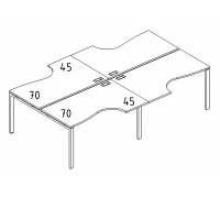 Рабочая станция со столами эргономичными "Классика" на металлокаркасе UNO (4х160) А4 Б1 185-2 БП