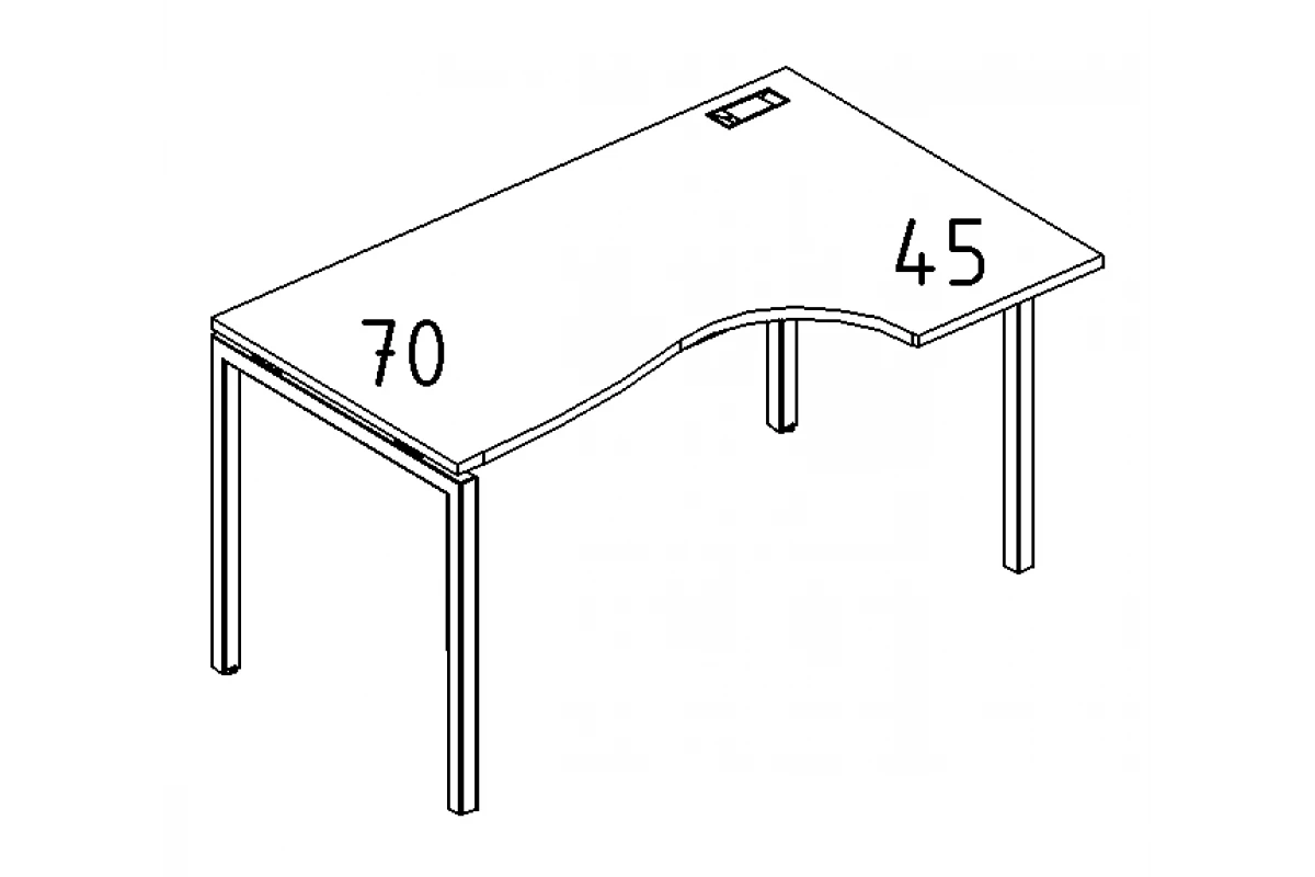 Стол эргономичный правый "Классика" на металлокаркасе DUE А4 Б2 044 БП
