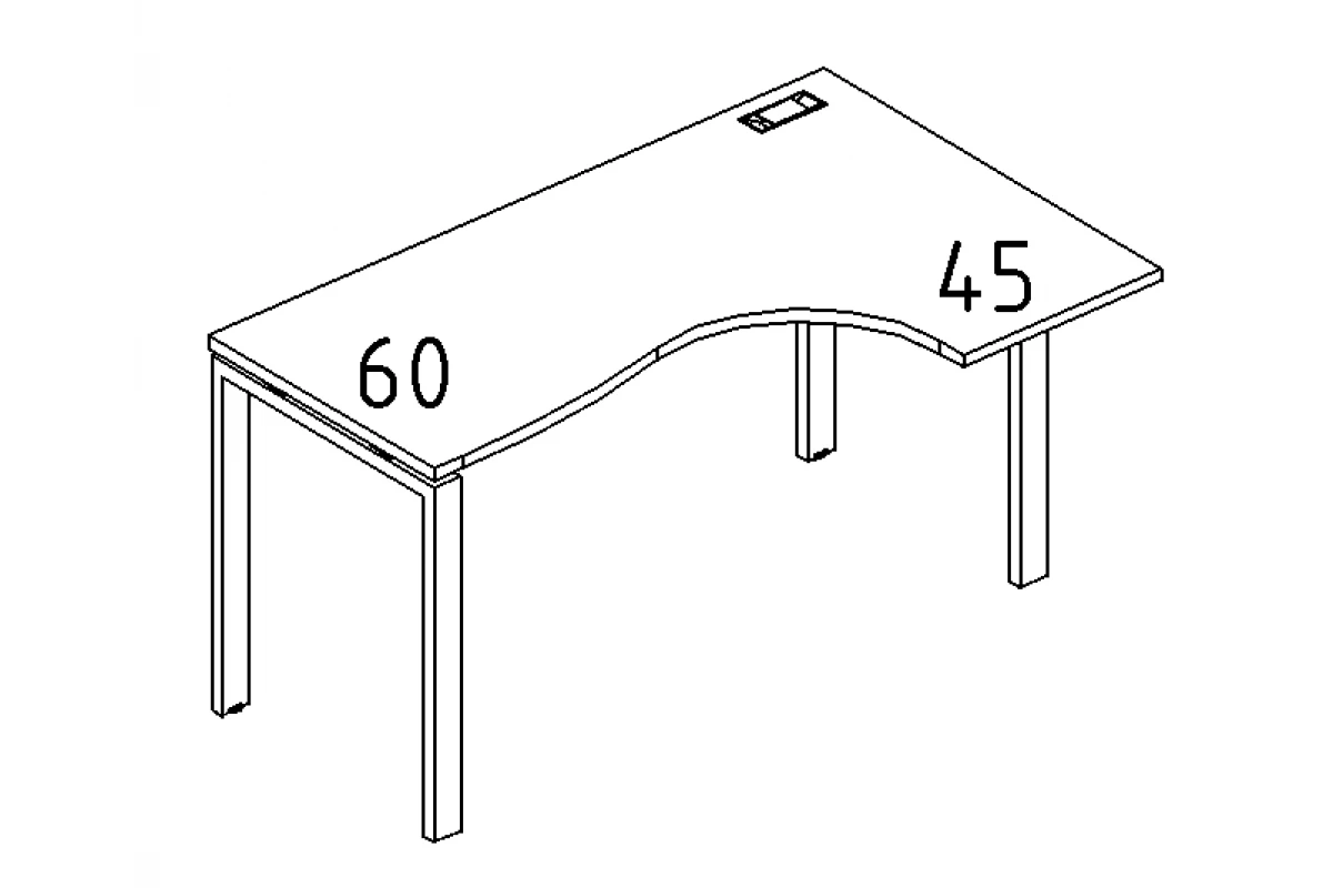 Стол эргономичный правый "Классика" на металлокаркасе UNO А4 Б1 034 БП