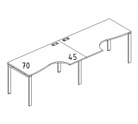 Рабочая станция со столами эргономичными "Классика" на металлокаркасе UNO (2х140) А4 Б1 043-2 БП