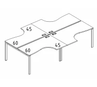 Рабочая станция со столами эргономичными "Классика" на металлокаркасе UNO (4х140) А4 Б1 181-2 БП