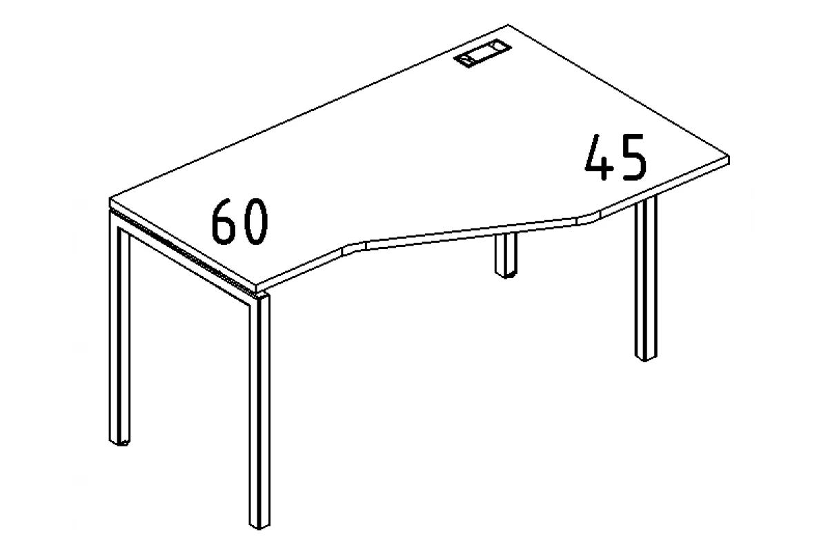 Стол эргономичный правый "Техно" на металлокаркасе DUE А4 Б2 054 БП