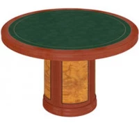 Стол для переговоров круглый столешница шпон с кожаной вставкой 1131