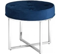 Банкетка САПФИР велюр синий сталь серебро