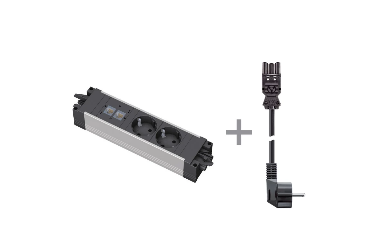 Блок розеточный 2x220V+2xRJ45+кабель STEP