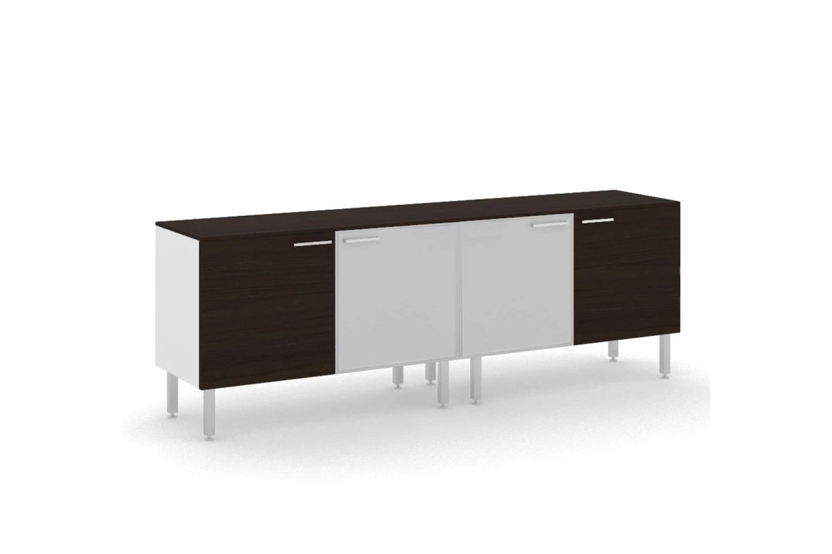 Греденция белая L200 стеклянные+деревянные двери TETTO