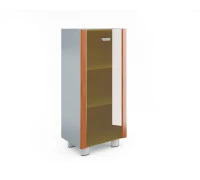 Шкаф книжный узкий средний со стеклом в раме МДФ (без топа и боковин)