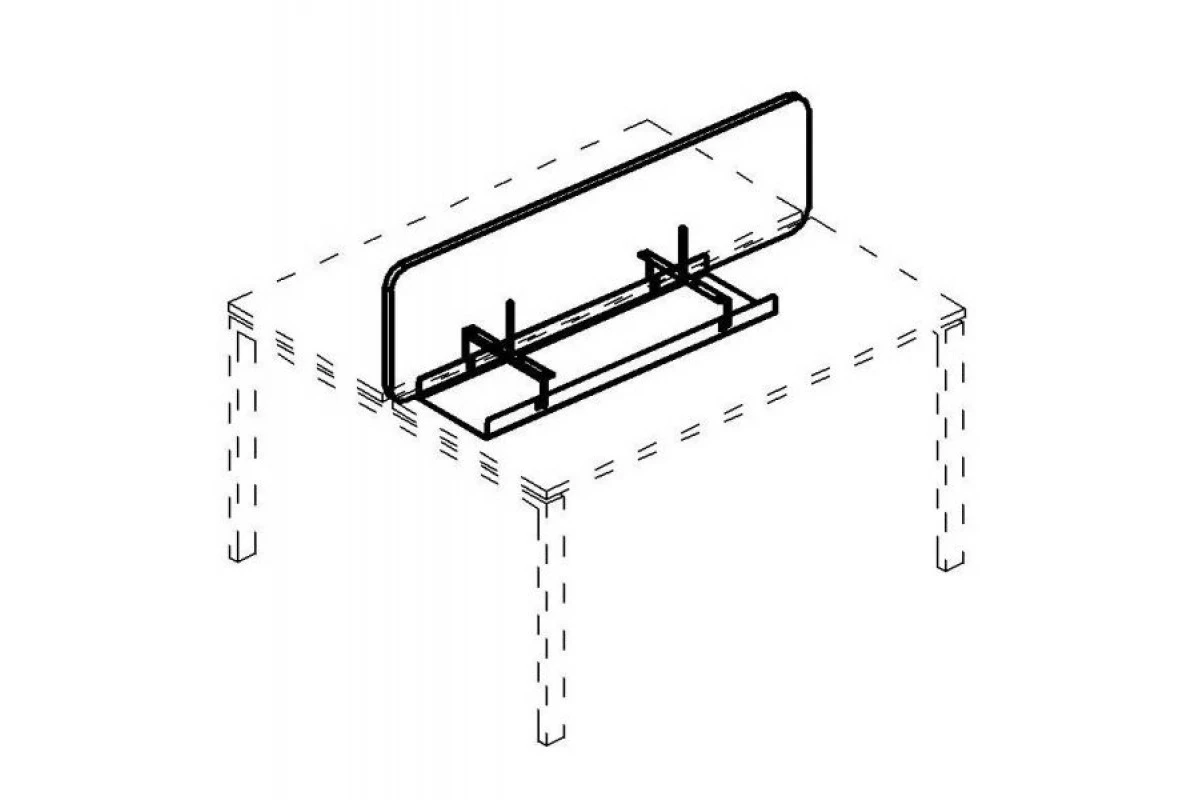 Экран настольный фронтальный тканевый с мягким наполнителем с широким кабель-каналом для стола 140 А4 Б 862 С