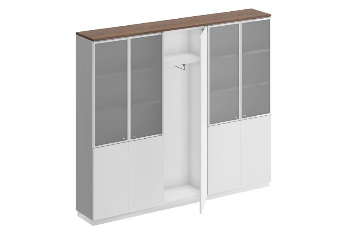 Шкаф комбинированный (документы со стеклом - одежда узкий - документы со стеклом) City СИ 317