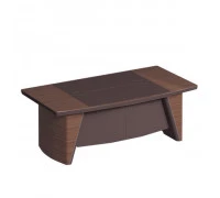 Стол руководителя с фронтальной панелью, столешница дерево/ кожа S210H