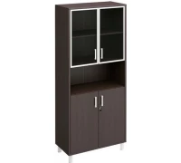 Шкаф для документов двери стеклянные в алюминиевой рамке + ДСП с замком + ниша В 430-823-1