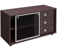 Тумба выкатная 3 ящика без замка + стеклянная дверь-купе в алюминиевой раме В 202-552