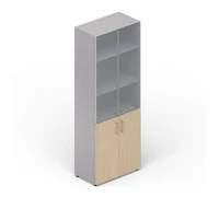 Шкаф для документов 2 двери 2 стеклянные тонированные двери, 4 полки, ручки - хром EMHS834TN