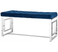 Банкетка-скамейка БРУКЛИН велюр синий сталь серебро