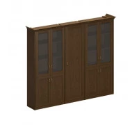 Шкаф высокий комбинированный (2 для документов со стеклянными дверями + узкий для одежды)